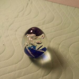 Glass Paperweight with Blue and Purple Accents